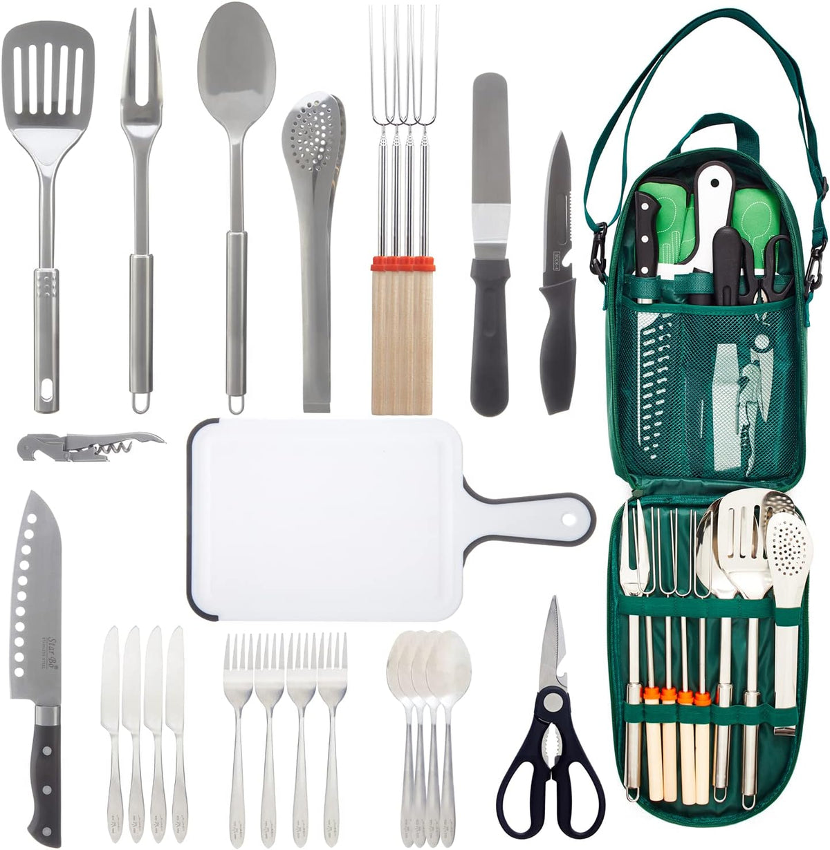 Portable Stainless Steel Camping Utensil Organizer Set 31 Pcs H237