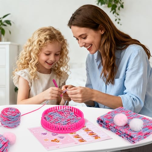 Knitting Loom Kit with Storage Bags Yarns Knitting Tools Pink L634091