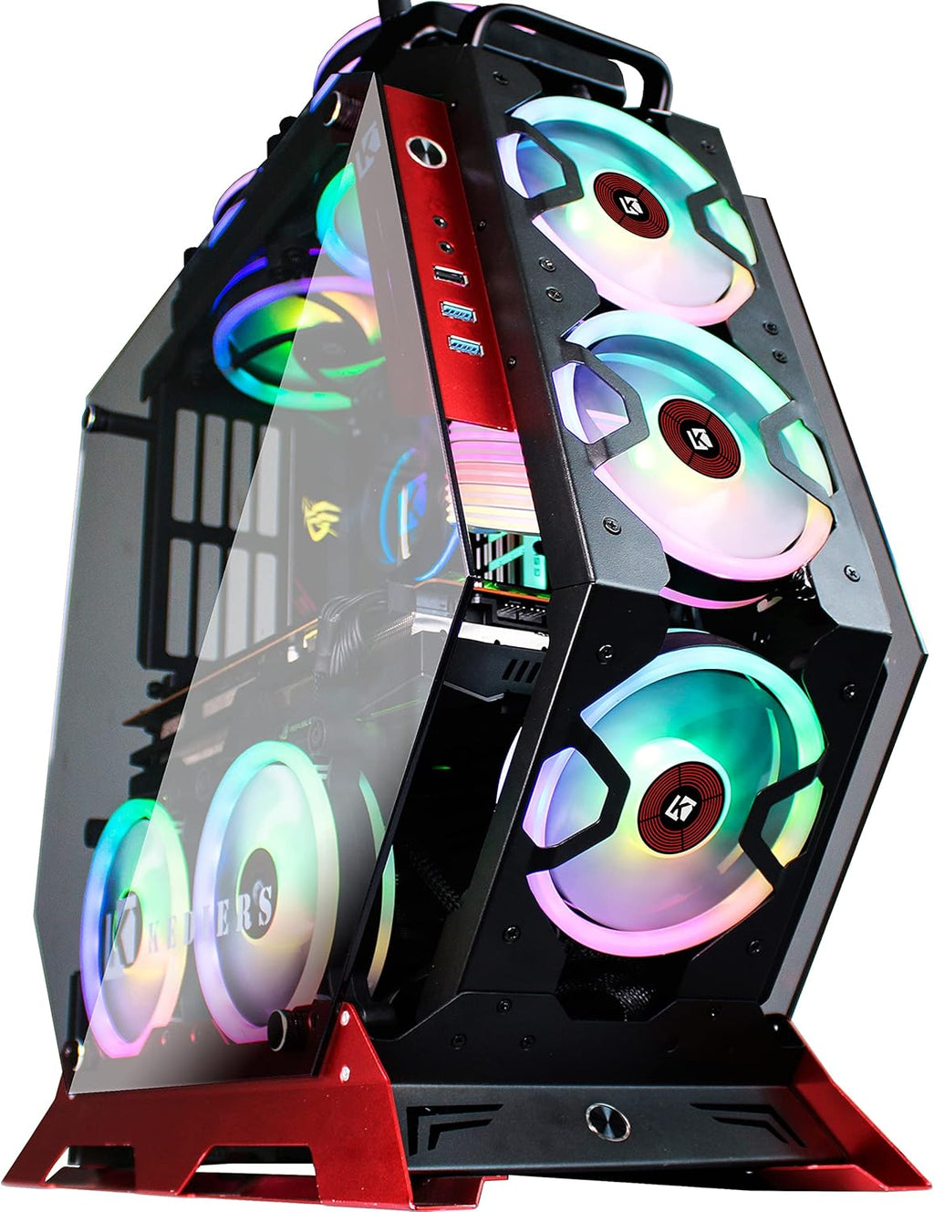 ATX Tower Tempered Glass Gaming PC Case with 7 RGB Fans H91807