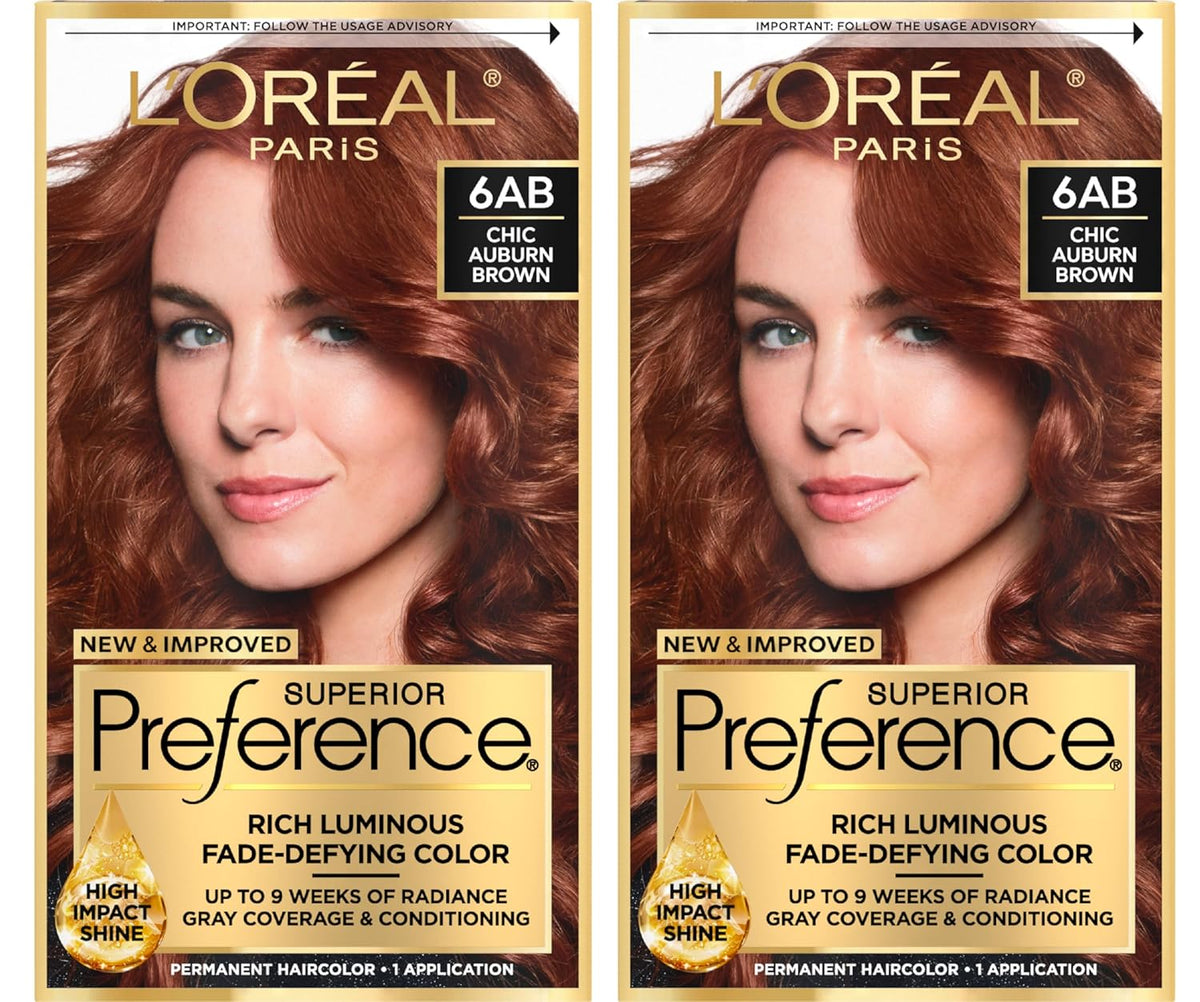 Chic Auburn Brown 6AB Permanent Hair Color, 1 Hair Dye Kit (Pack of 2) A11759