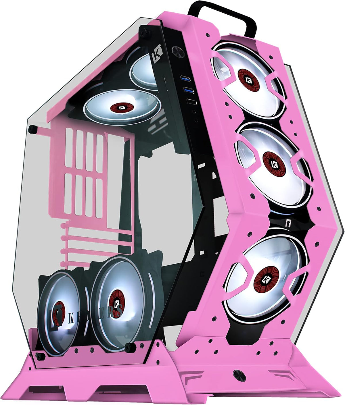 ATX Tower Tempered Glass Gaming PC Case with 7 RGB Fans H91807