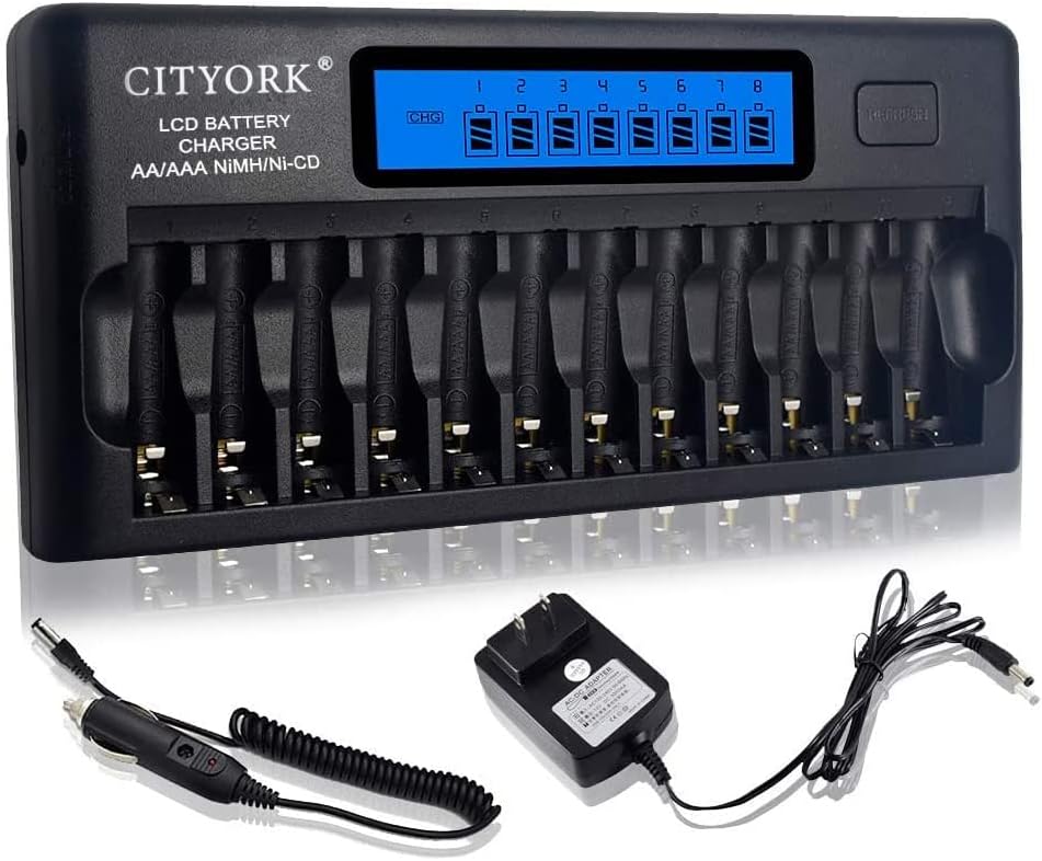 12 Slot LCD Smart Rechargeable Battery Charger for AA AAA NiMH NiCD L52452