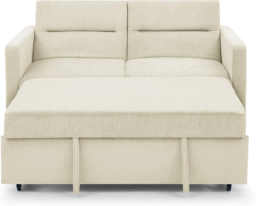Beige Velvet 3 in 1 Convertible Sleeper Sofa C510572