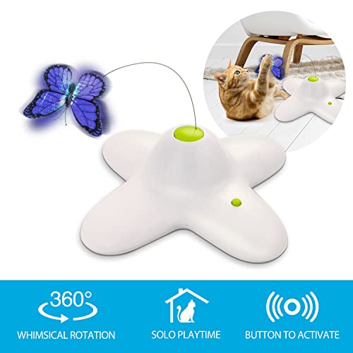 2 in 1 Cat Wand Toy with Butterfly Spinner, USB Rechargeable F921690