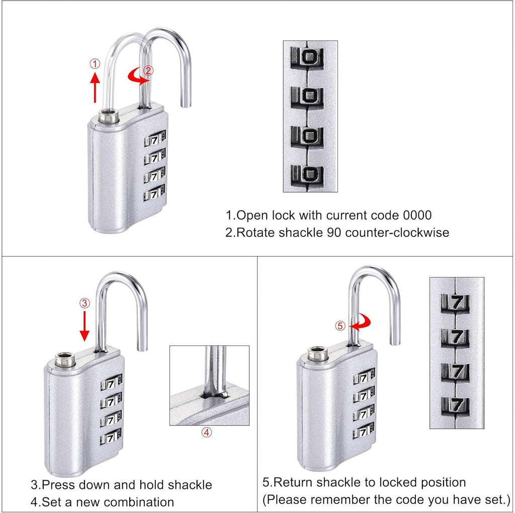 4 Digit Combination Padlock with Key Zinc Alloy Pack of 2 C57144