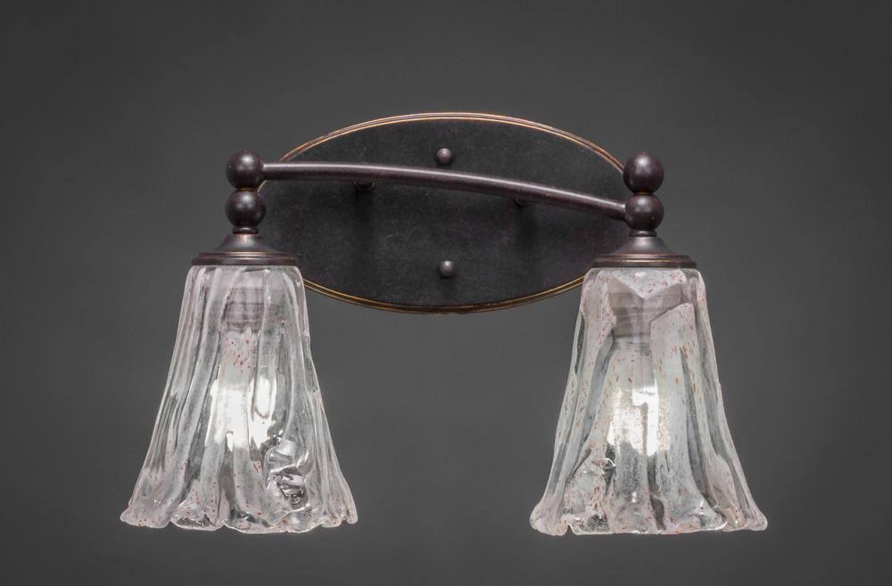 Two Light Bath Bar Dark Granite Finish with Italian Ice Glass D871
