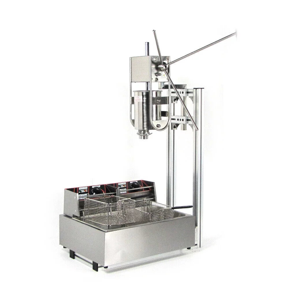 Manual Stainless Steel Vertical Sausage Stuffer with Fryer 2 in 1 Sausage Maker Spanish Churro Maker 12L Fryer C971