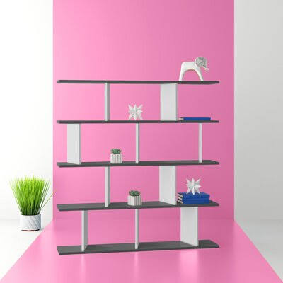 Light Gray/White Geometric Bookcase V111118