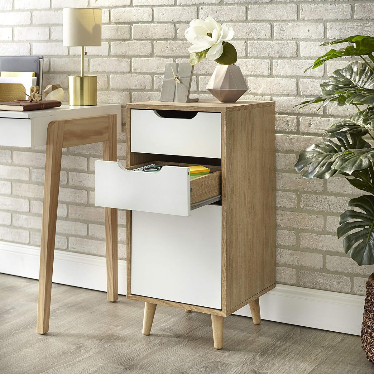 Natural White 2 Drawer Filing Cabinet Q706302
