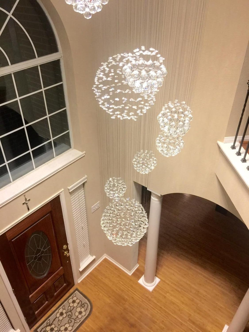 Modern Spiral Crystal Chandelier Large Flush Mount Ceiling Light Fixture W395