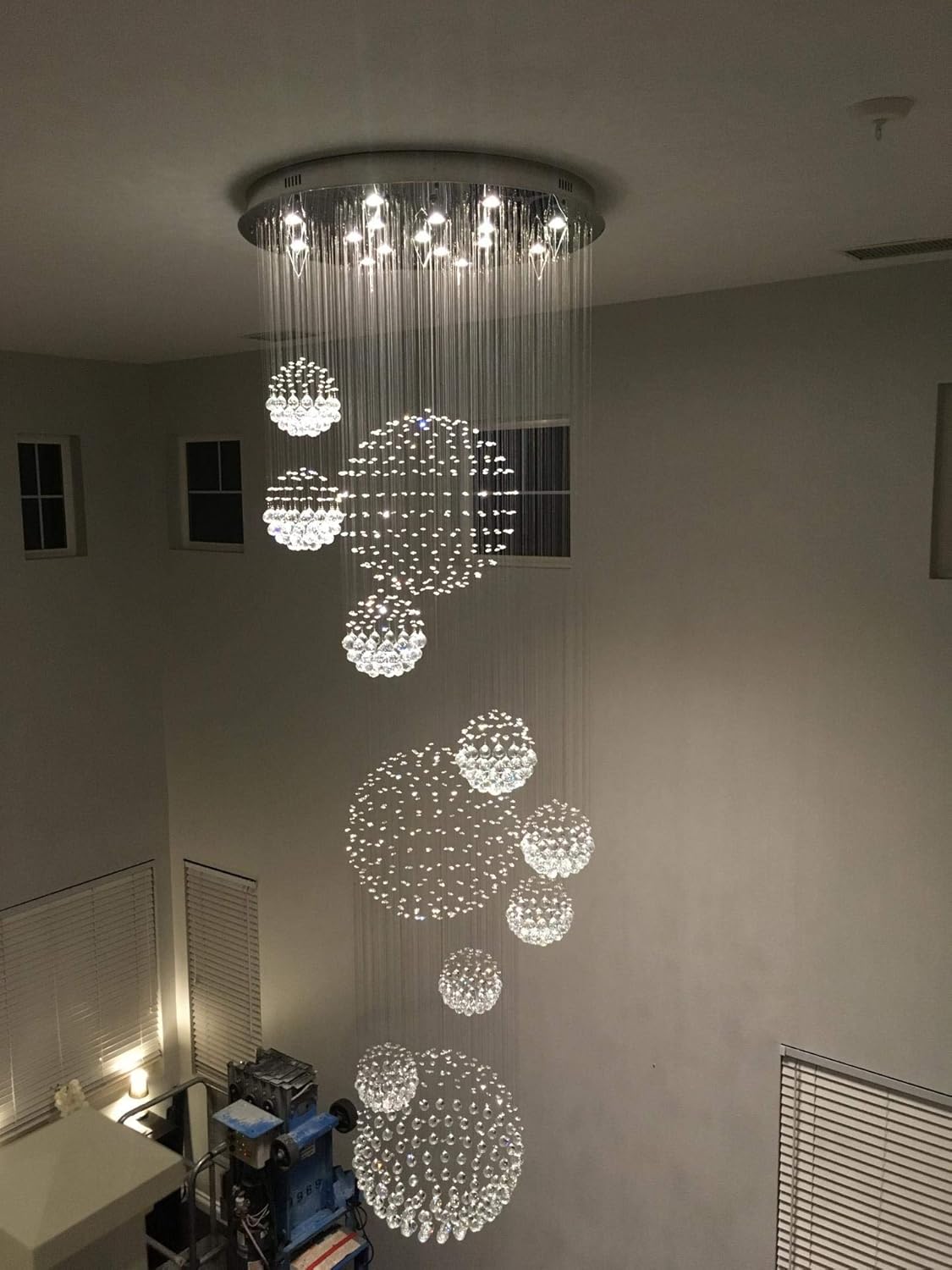 Modern Spiral Crystal Chandelier Large Flush Mount Ceiling Light Fixture W395