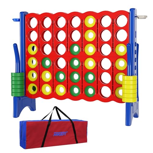 Oversized 4 ft Wide X 3.5 ft Tall 4-to-Score Game with 44 Pieces Rings and Cup Holder P7277