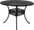 Round Cast Aluminum Patio Dining Table with Umbrella Hole O141592