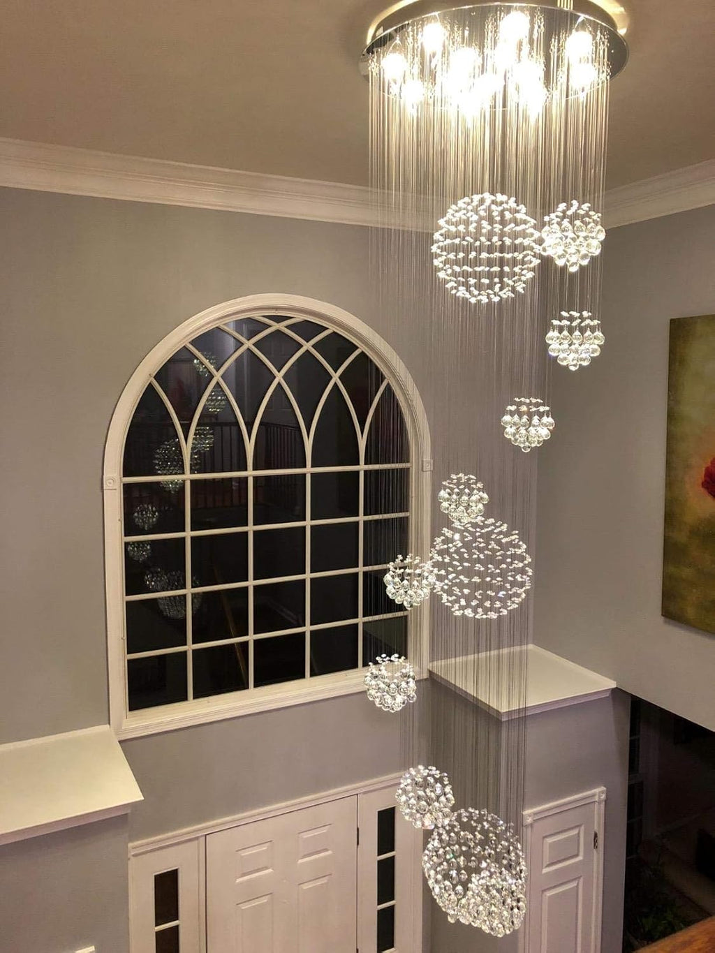 Modern Spiral Crystal Chandelier Large Flush Mount Ceiling Light Fixture W395