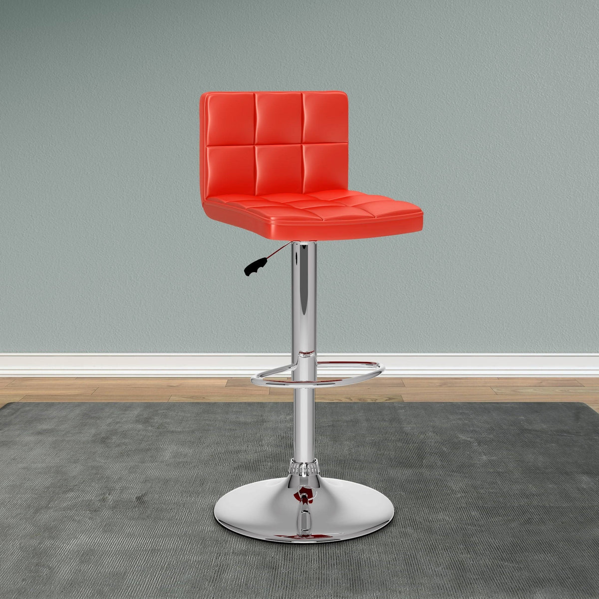 Adjustable Leatherette Bar Stool Set of 2 Red X424504