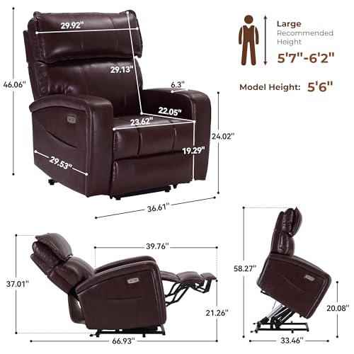Leather Power Lift Recliner Chair with Heat & Massage W842793
