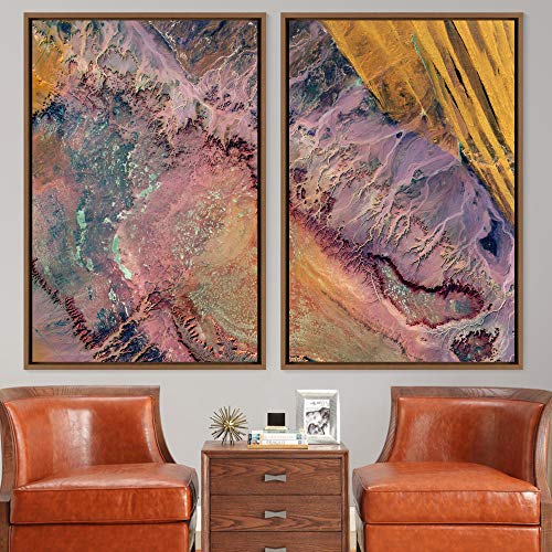 2 Piece Framed Canvas Wall Art Neon Turquoise Sand 16"x24"x2 Panels L8313