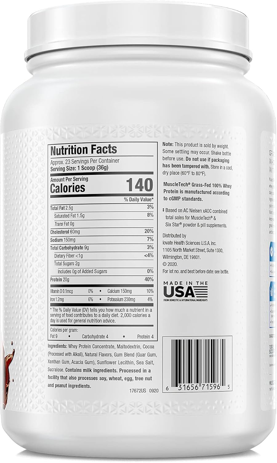 Triple Chocolate Whey Protein Powder, 1.8 lbs (Pack of 2) E348