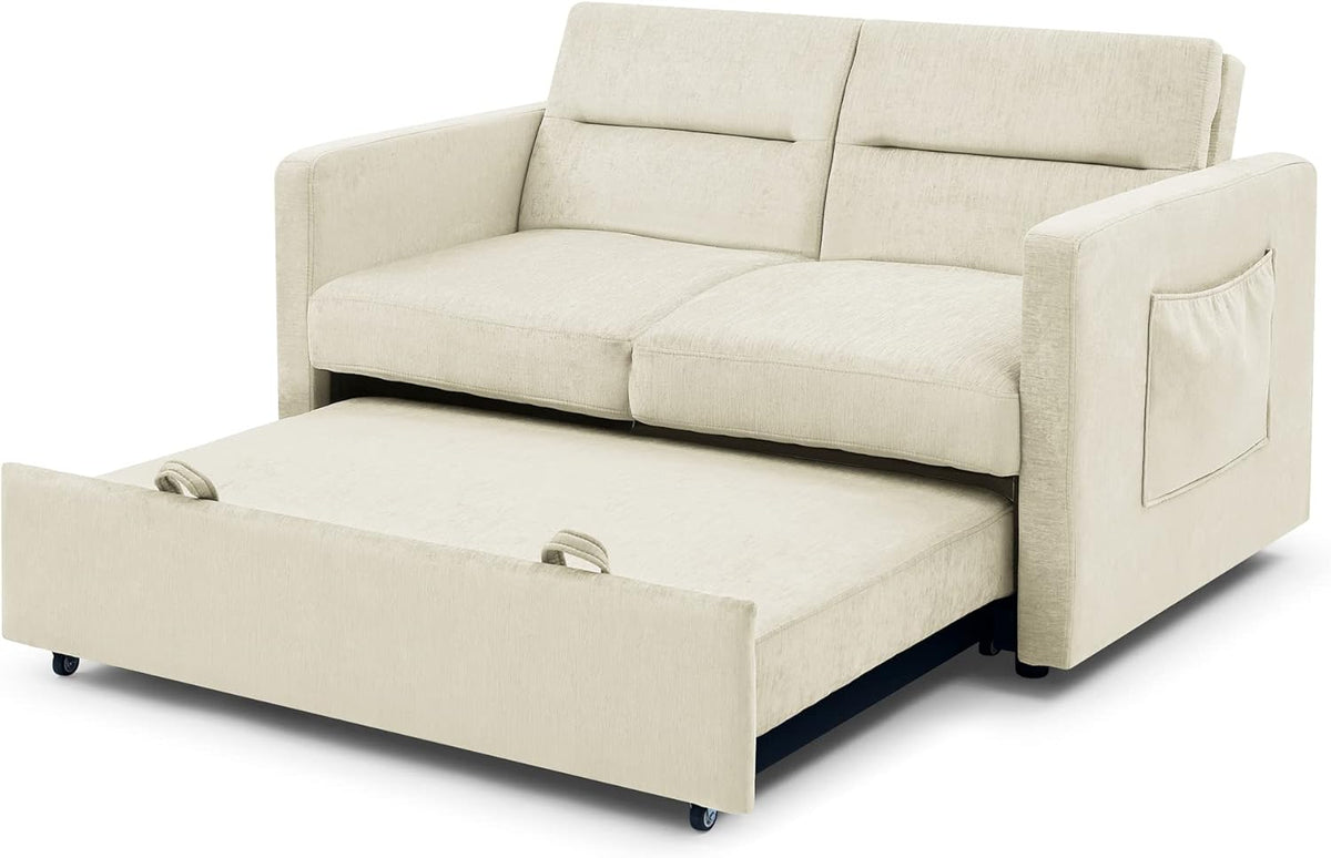 Beige Velvet 3 in 1 Convertible Sleeper Sofa C510572