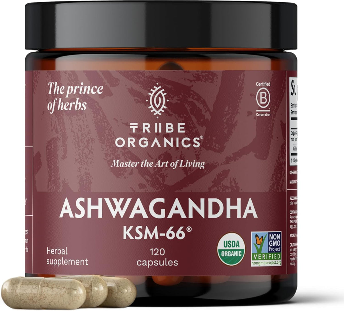 Ashwagandha Organic Root Powder Extract Supplement 600mg 120 Capsules H740327
