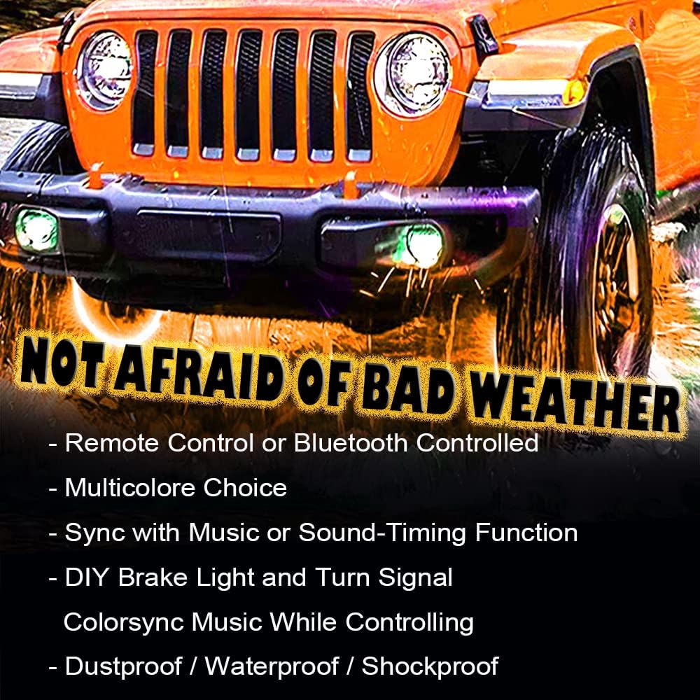 RGB LED Wheel Ring Light Kit 4PCS Double Row Waterproof K936