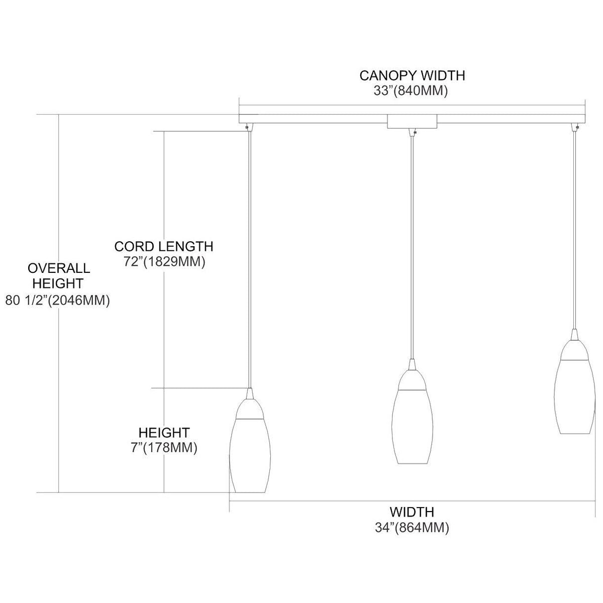 3 Light Pendant P2127