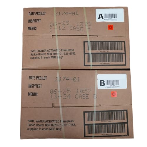 MRE Meals Ready to Eat Bundle (2 x 12 Packs) with Flameless Heaters V63754