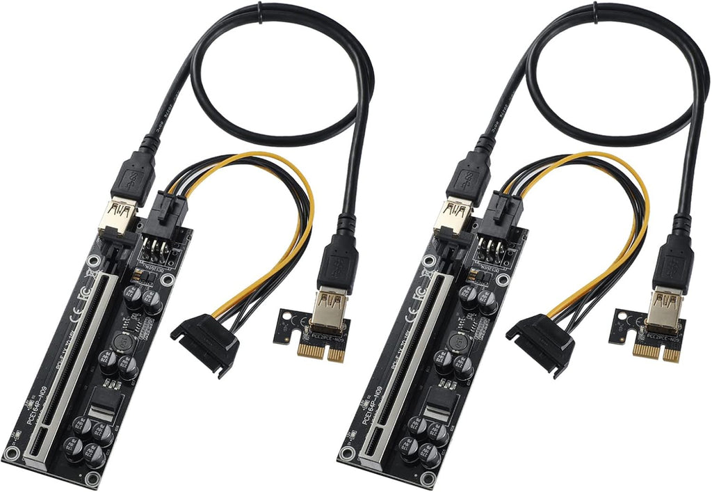 PCIE Riser with RGB LED Light & 60cm USB 3.0 Extension Cable 6 Pack K288