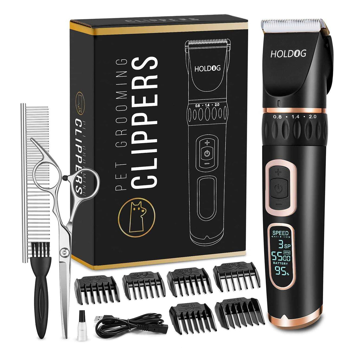 Heavy Duty Dog Grooming Clipper 3-Speed Rechargeable Cordless Pet Grooming Tools X221