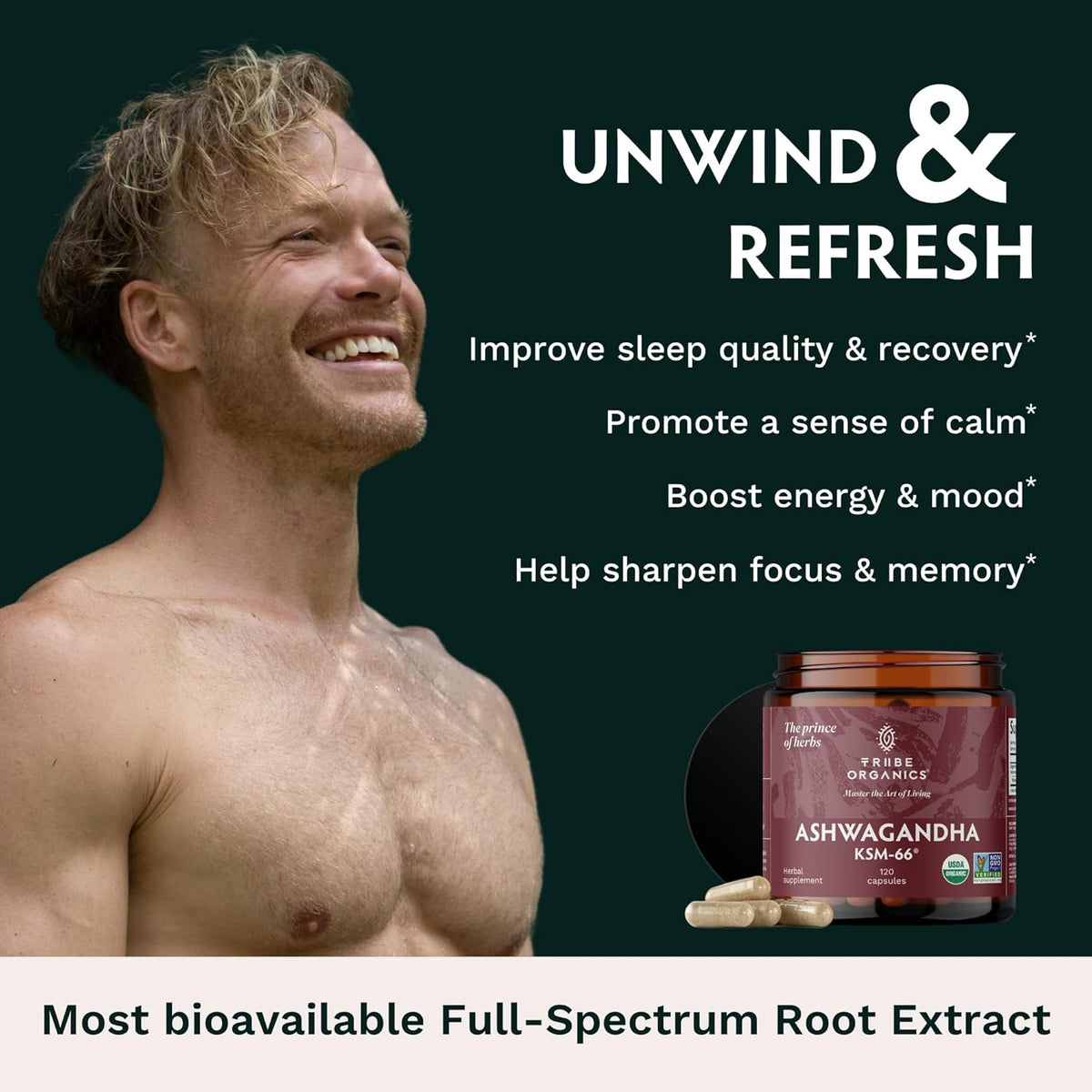 Ashwagandha Organic Root Powder Extract Supplement 600mg 120 Capsules H740327