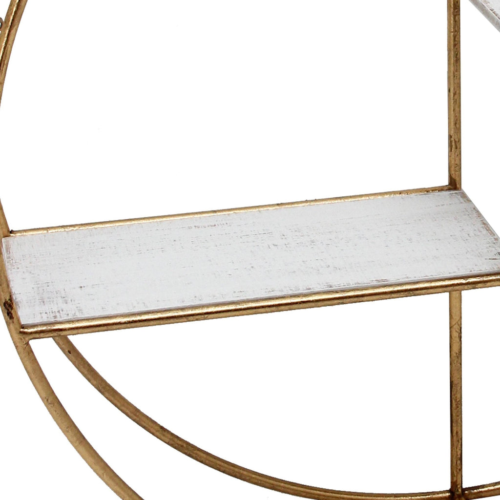 Round Metal Frame Wall Shelf with 2 Display Cases C74562