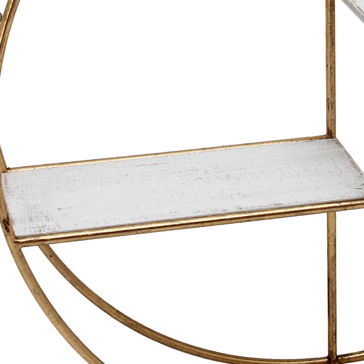 Round Metal Frame Wall Shelf with 2 Display Cases C74562
