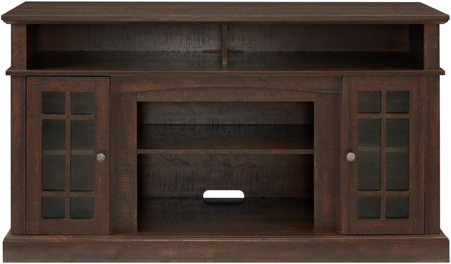 Brown MDF Veneer Corner TV Stand with Storage H3636