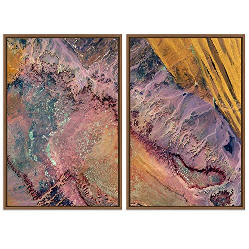 2 Piece Framed Canvas Wall Art Neon Turquoise Sand 16"x24"x2 Panels L8313