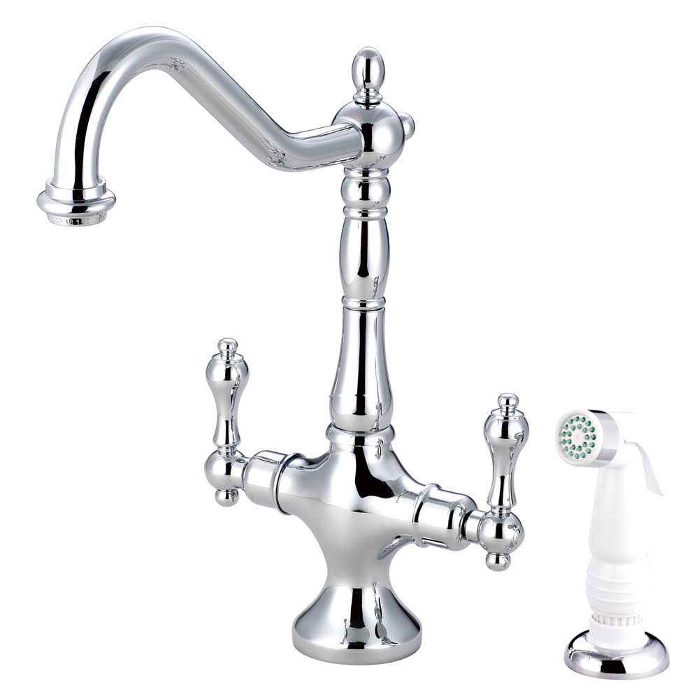 Polished Chrome Kitchen Faucet with White Sprayer T851