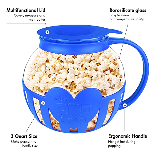 Red 3 Quart Borosilicate Glass Microwave Popcorn Popper I46025