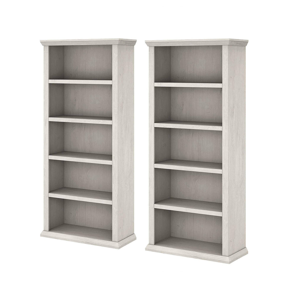 White Oak 5 Shelf Bookcase Set of 2 I9043