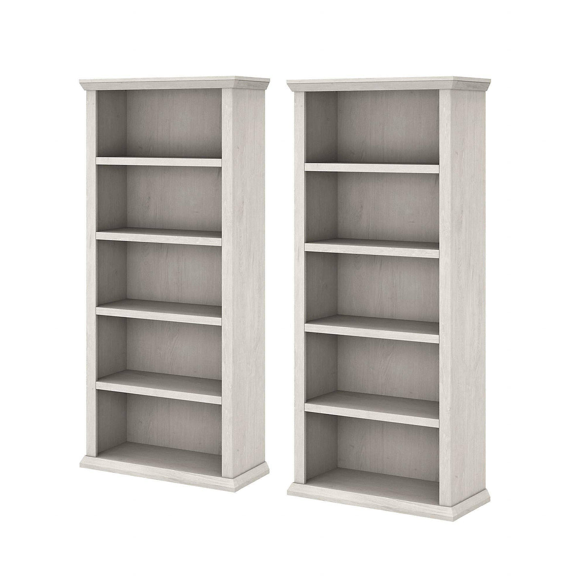 White Oak 5 Shelf Bookcase Set of 2 I9043