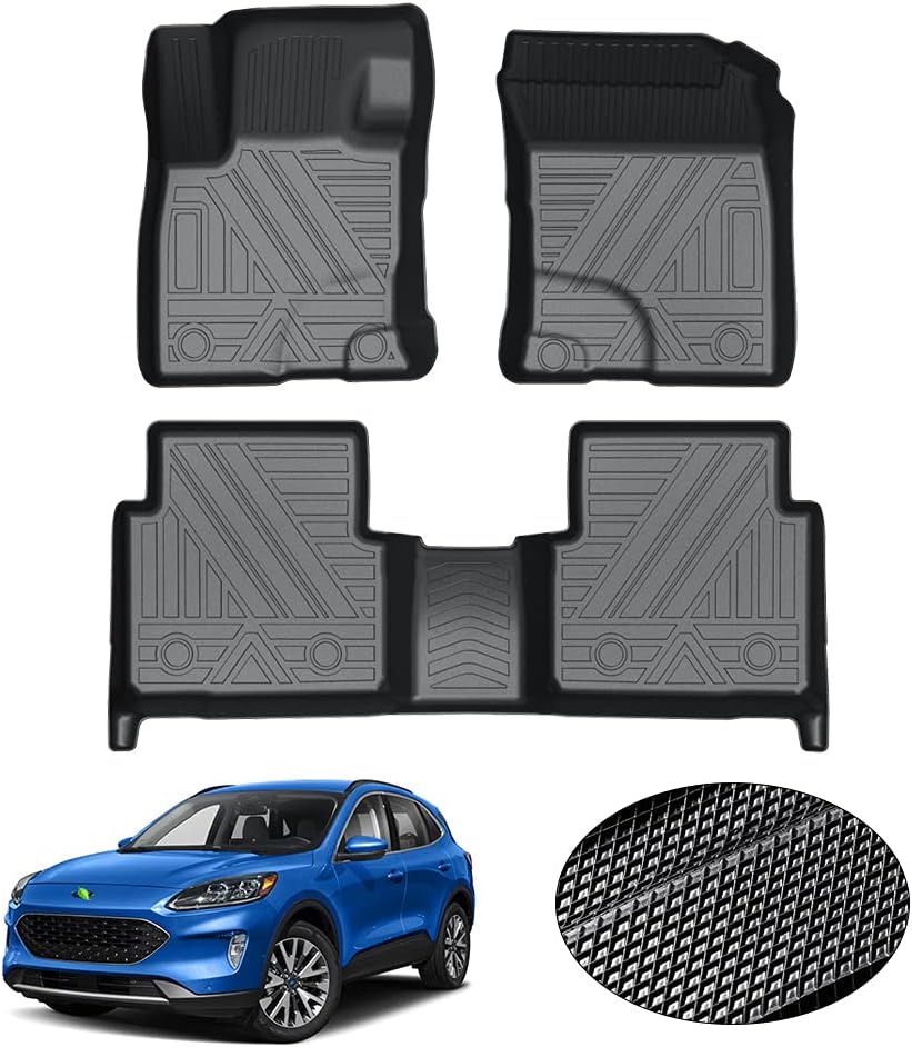 Custom Fit All Weather Floor Mats Full Set Black Non-Slip C614