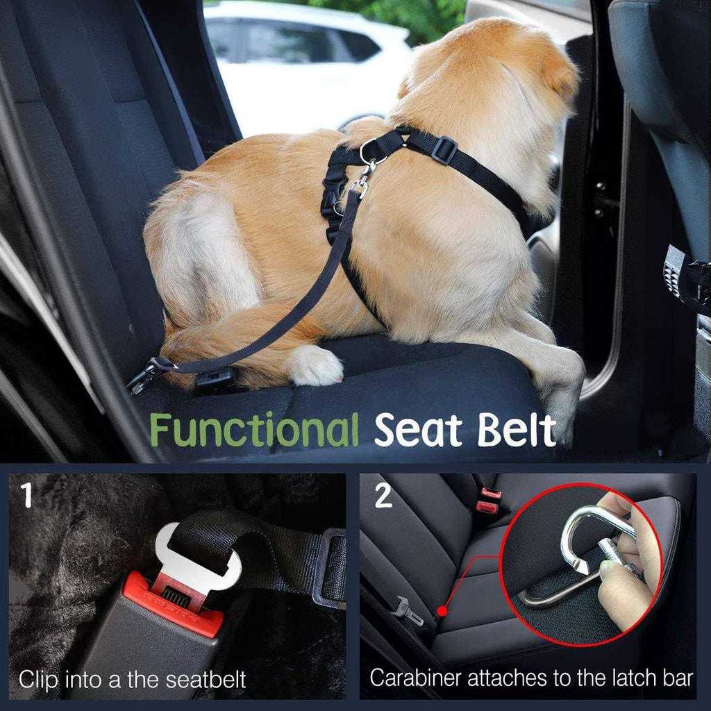 Adjustable Soft Padded Mesh Dog Vehicle Safety Vest Harness with Travel Strap and Carabiner L321
