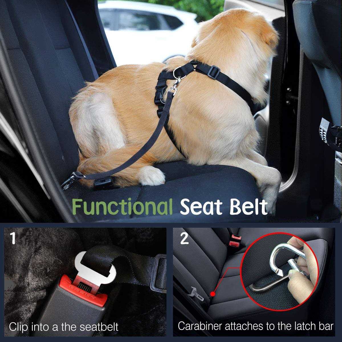 Adjustable Soft Padded Mesh Dog Vehicle Safety Vest Harness with Travel Strap and Carabiner L321