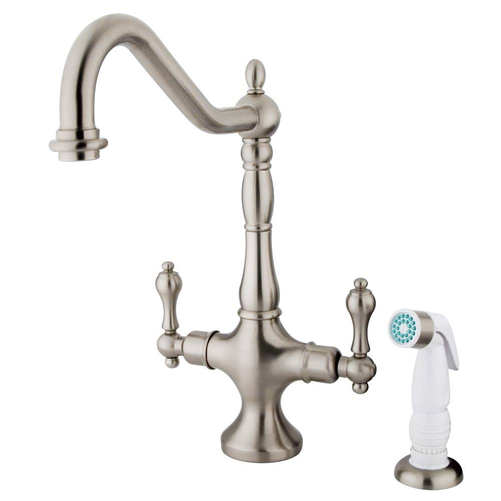 Polished Chrome Kitchen Faucet with White Sprayer T851