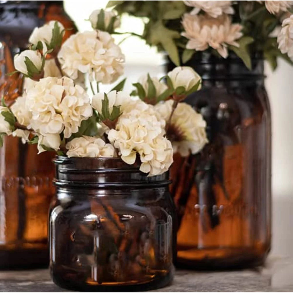 4 Pack 32Oz Amber Wide Mouth Glass Mason Jars with Airtight Lids and Bands Z78389