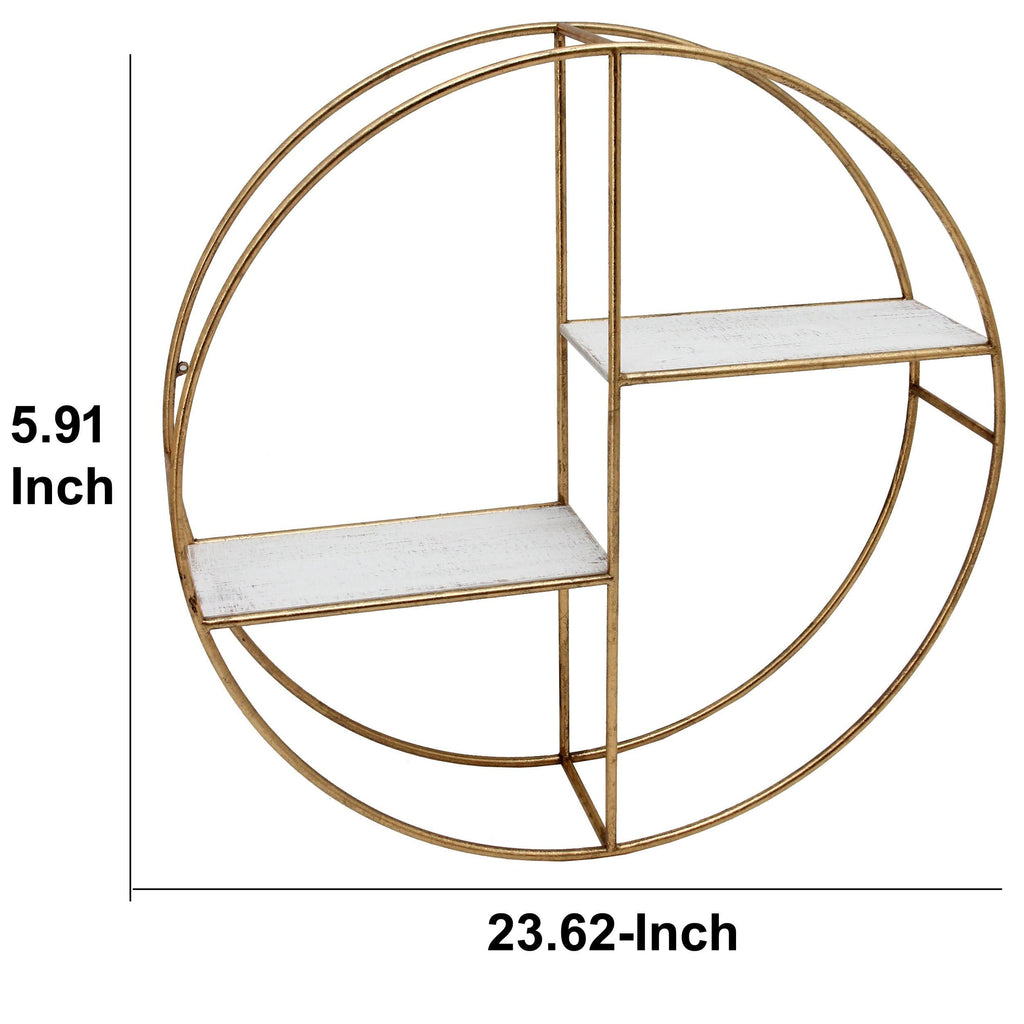 Round Metal Frame Wall Shelf with 2 Display Cases C74562