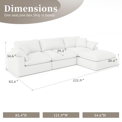 White U-Shaped Sectional Sofa with Detachable Covers E27841