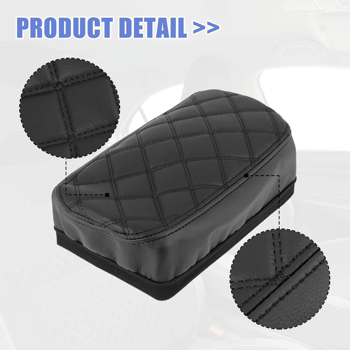 Black Microfiber Leather Center Console Lid Armrest Cover I231