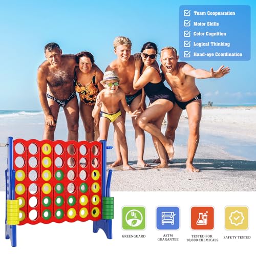 Oversized 4 ft Wide X 3.5 ft Tall 4-to-Score Game with 44 Pieces Rings and Cup Holder P7277