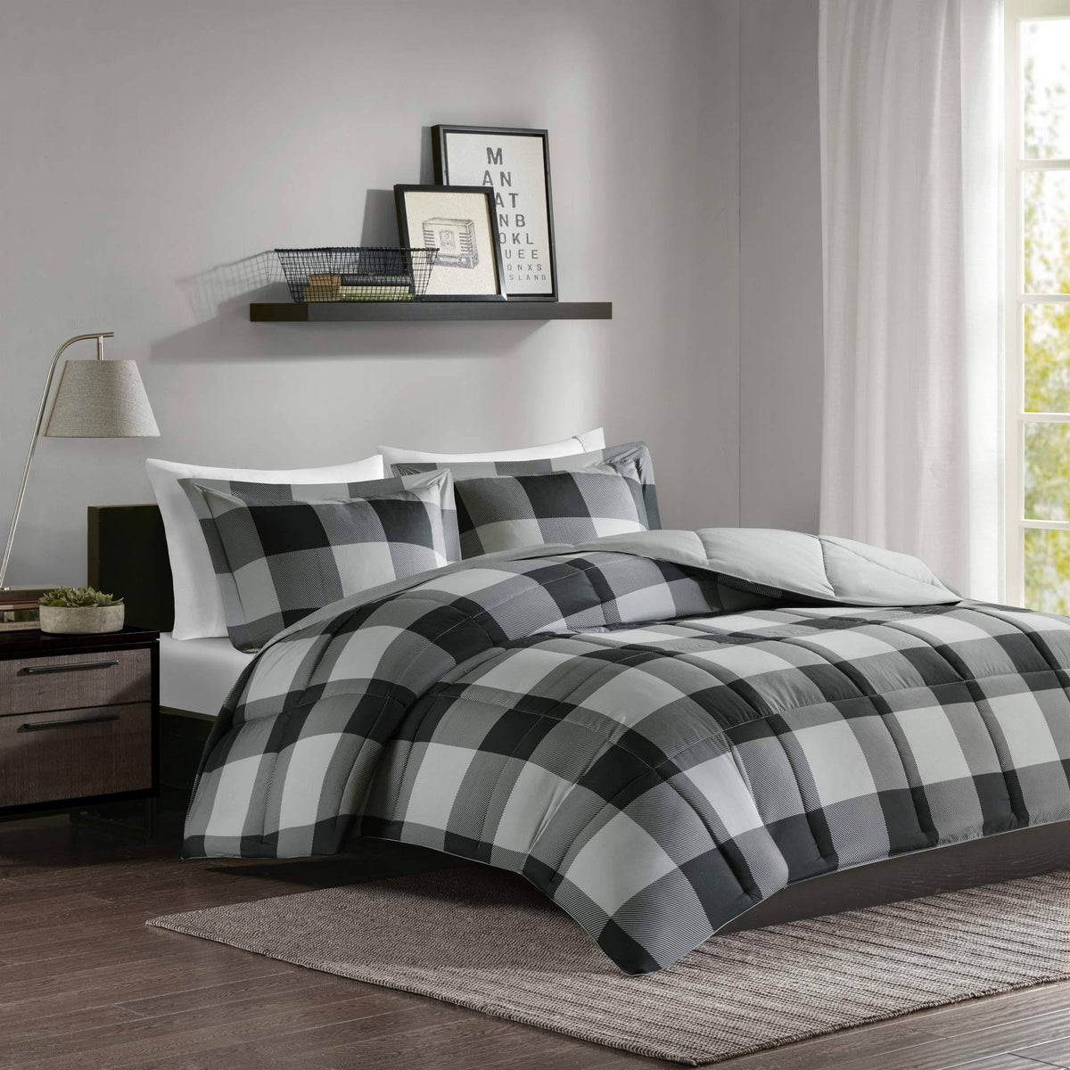Grey Black Down Alternative Comforter Set Q276003