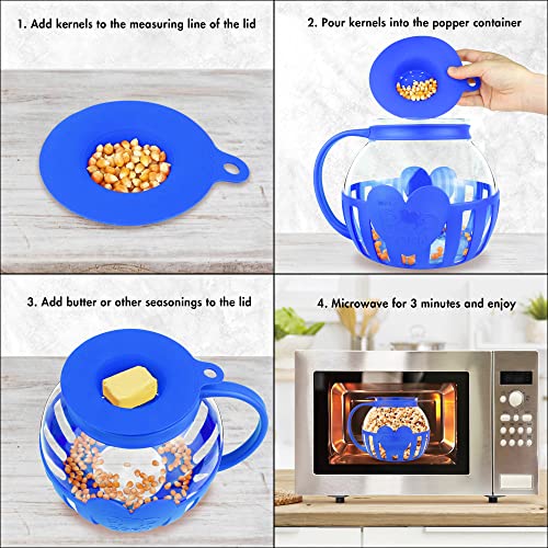Red 3 Quart Borosilicate Glass Microwave Popcorn Popper I46025