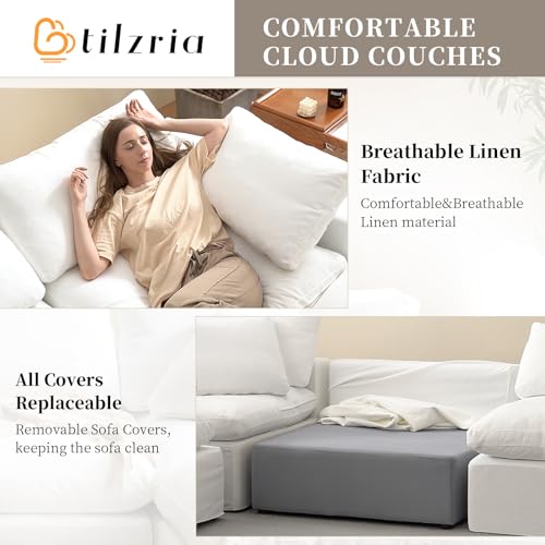 White U-Shaped Sectional Sofa with Detachable Covers E27841